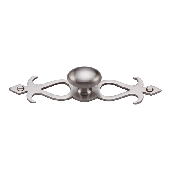 C3072 32-SN • 32 x 162 x 32mm • Satin Nickel • Heritage Brass Oval On Traditional Plate Cabinet Knob